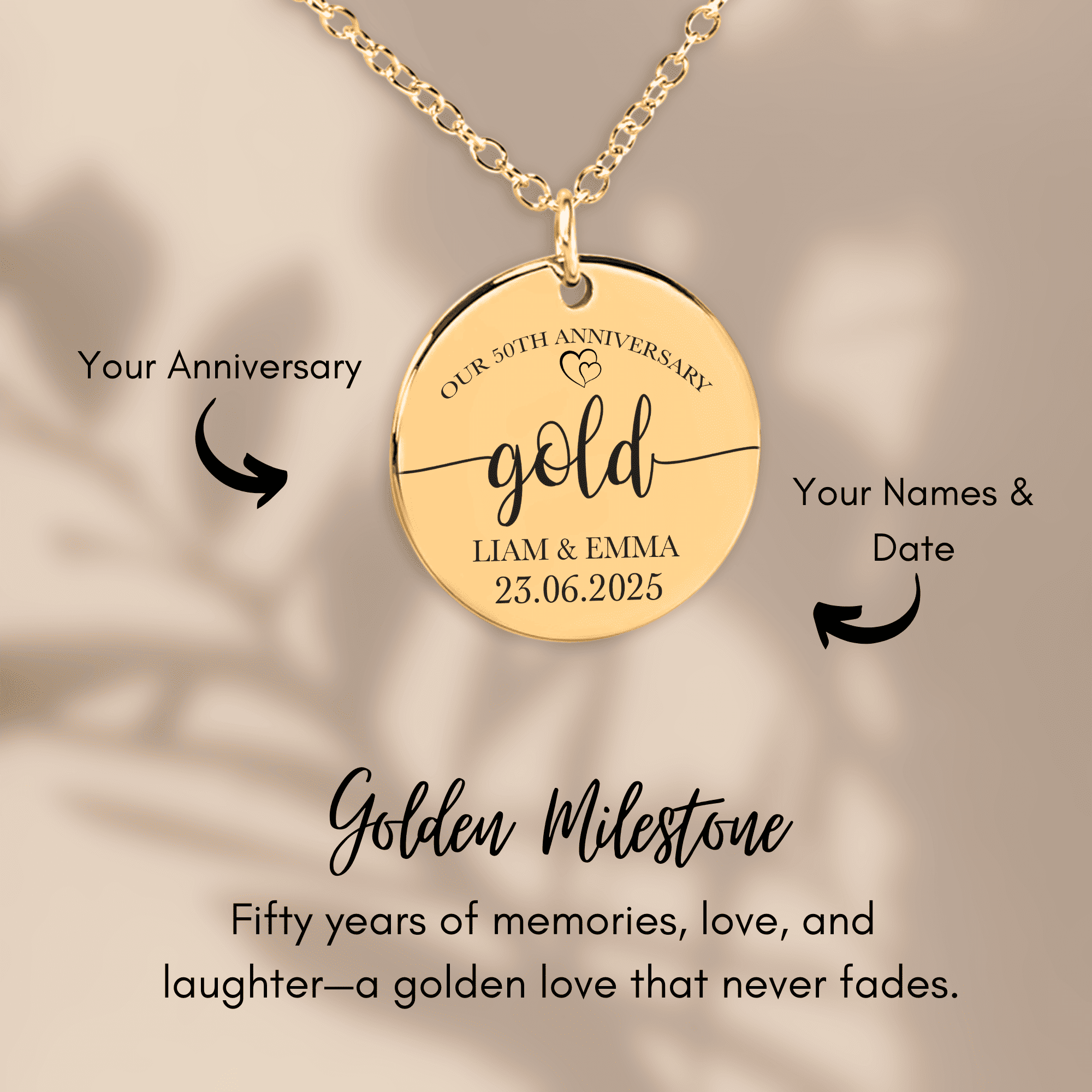50th Gold Anniversary Coin Necklace