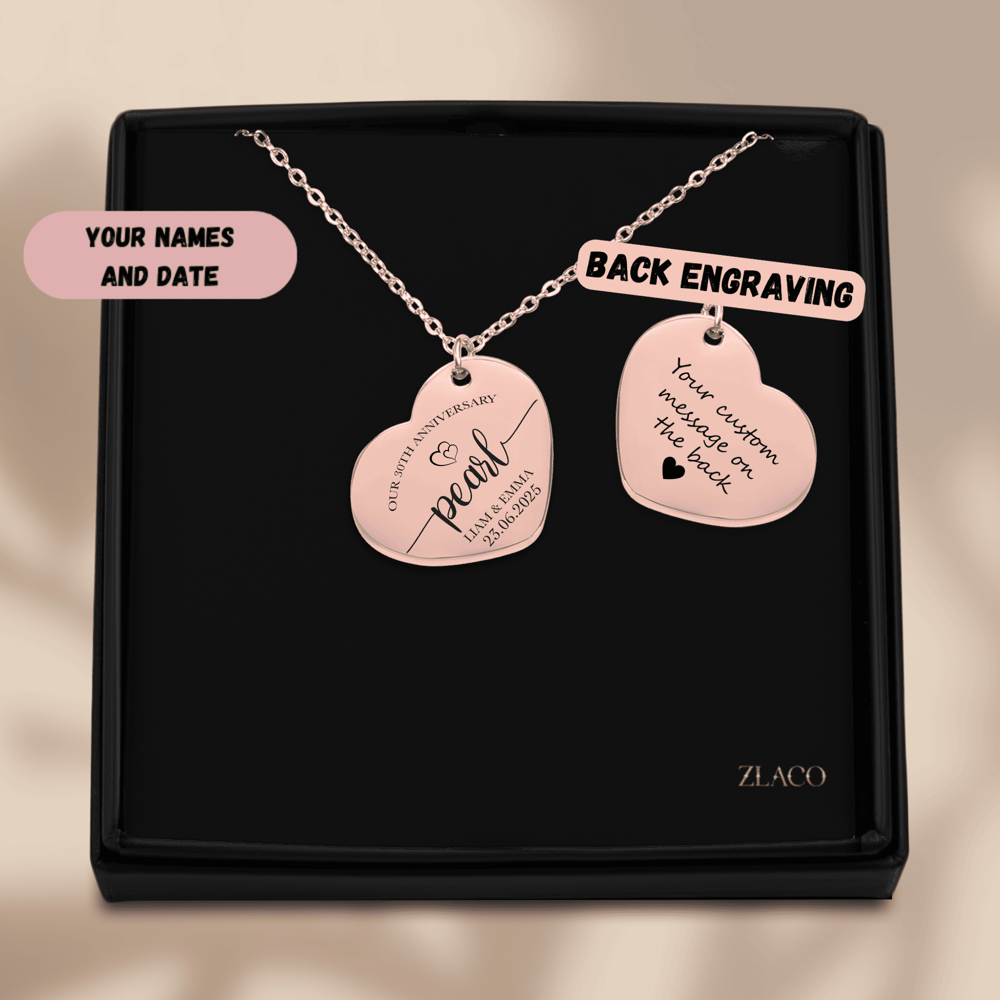 30th Pearl Anniversary Heart Necklace
