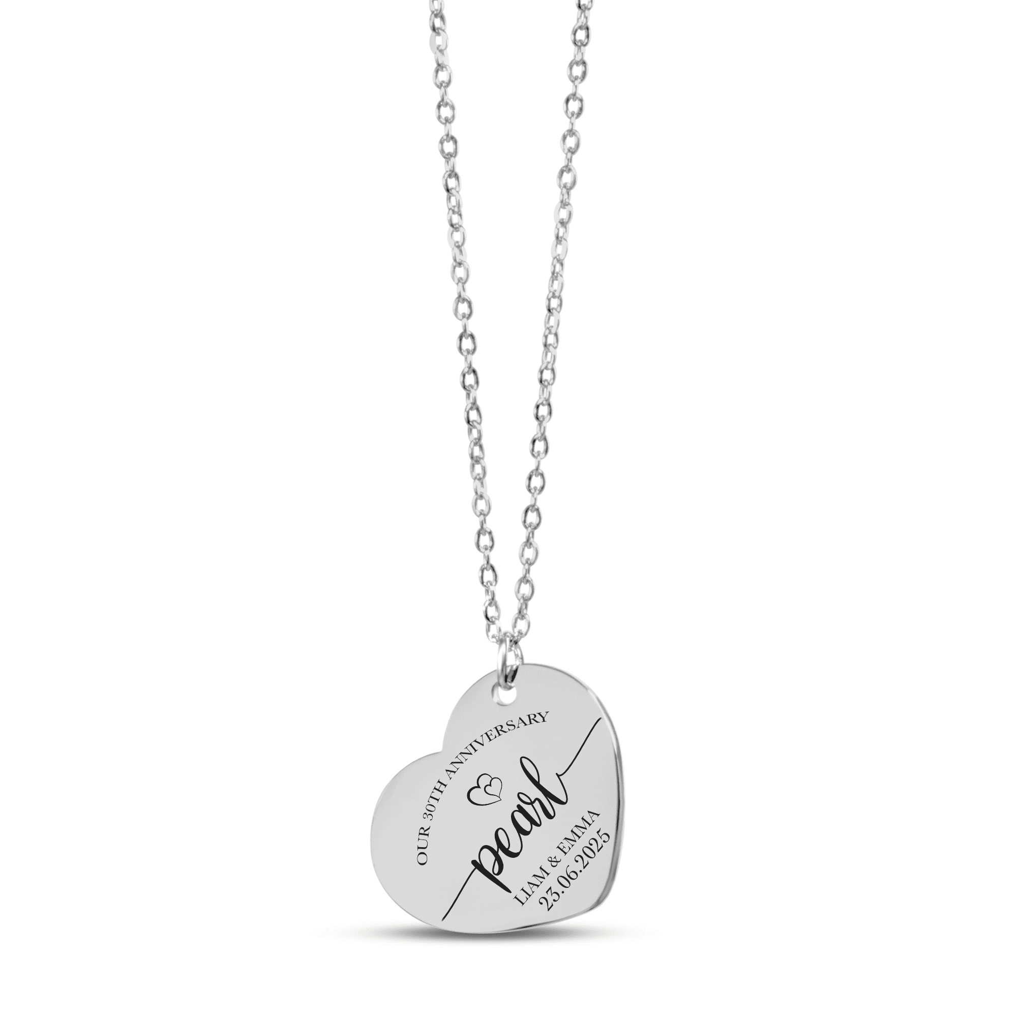 30th Pearl Anniversary Heart Necklace