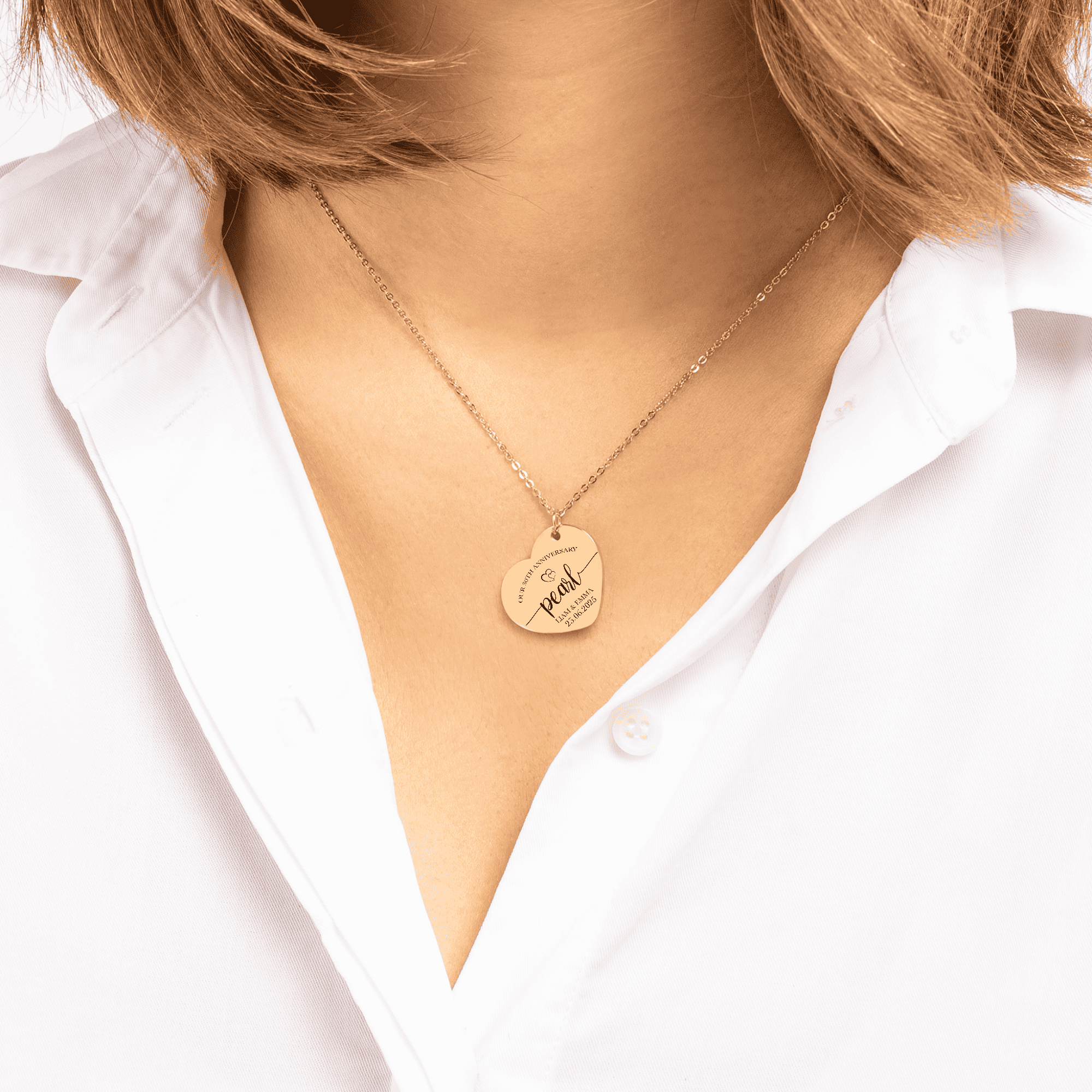 30th Pearl Anniversary Heart Necklace