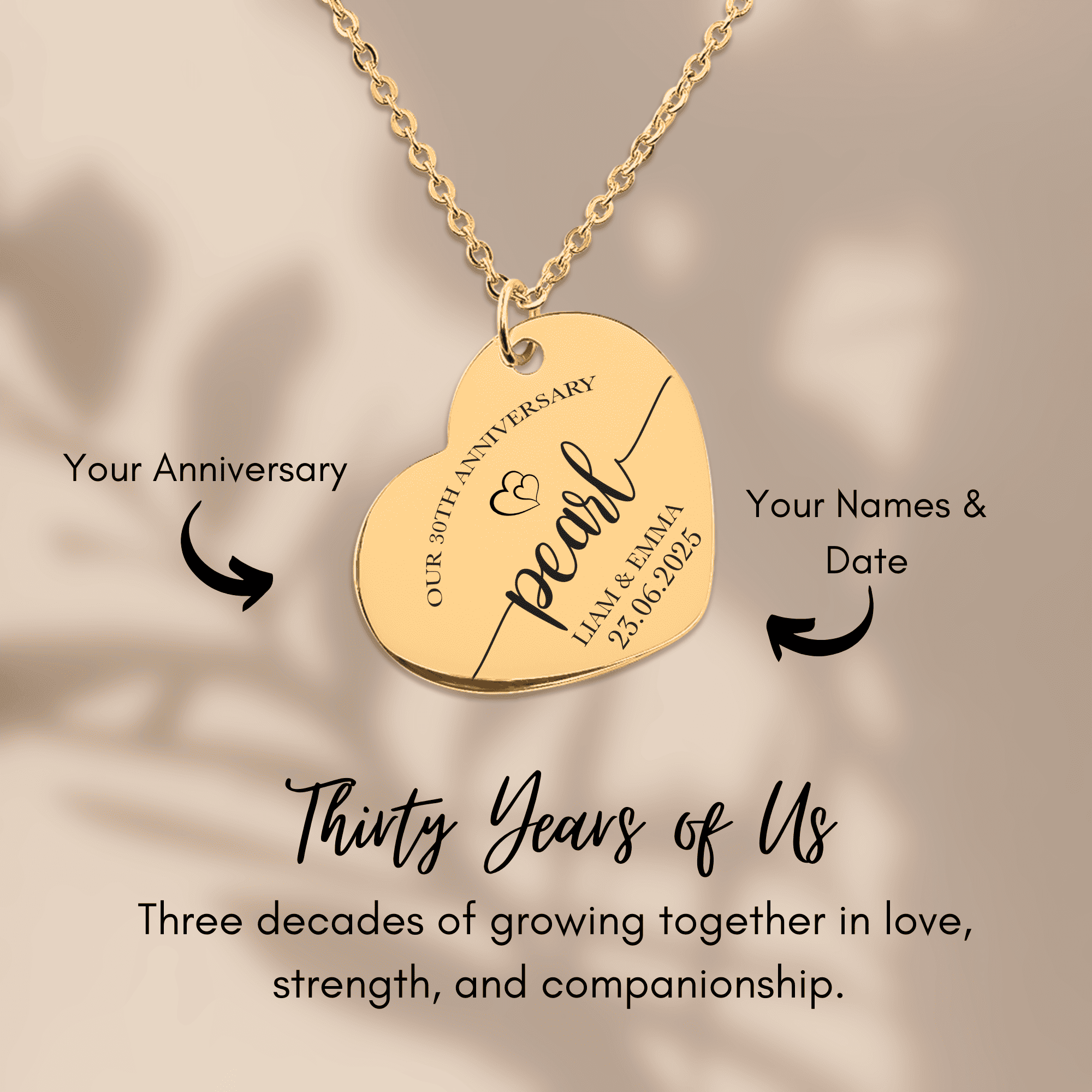 30th Pearl Anniversary Heart Necklace